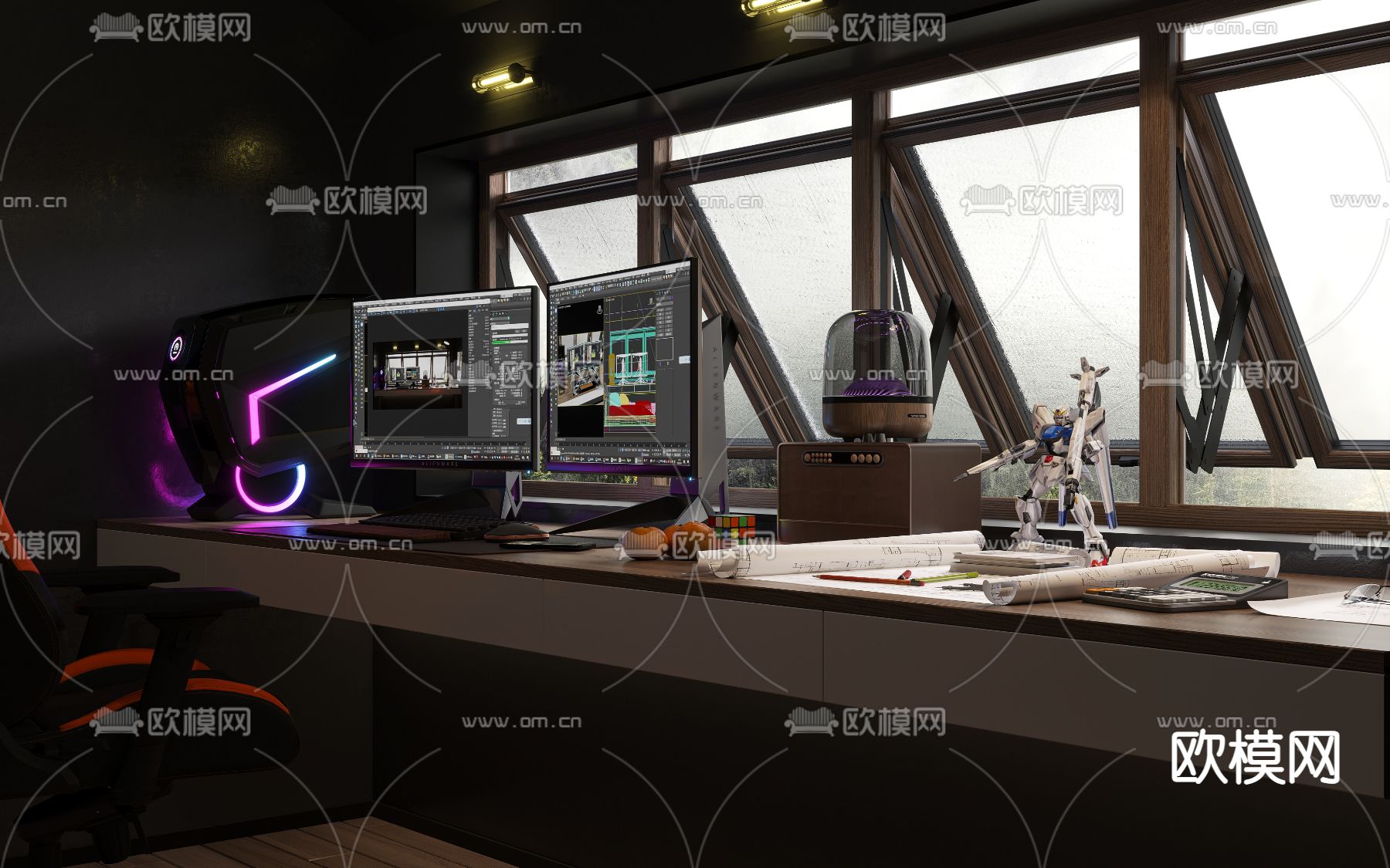 战后风书房3d模型下载（渲染图8）