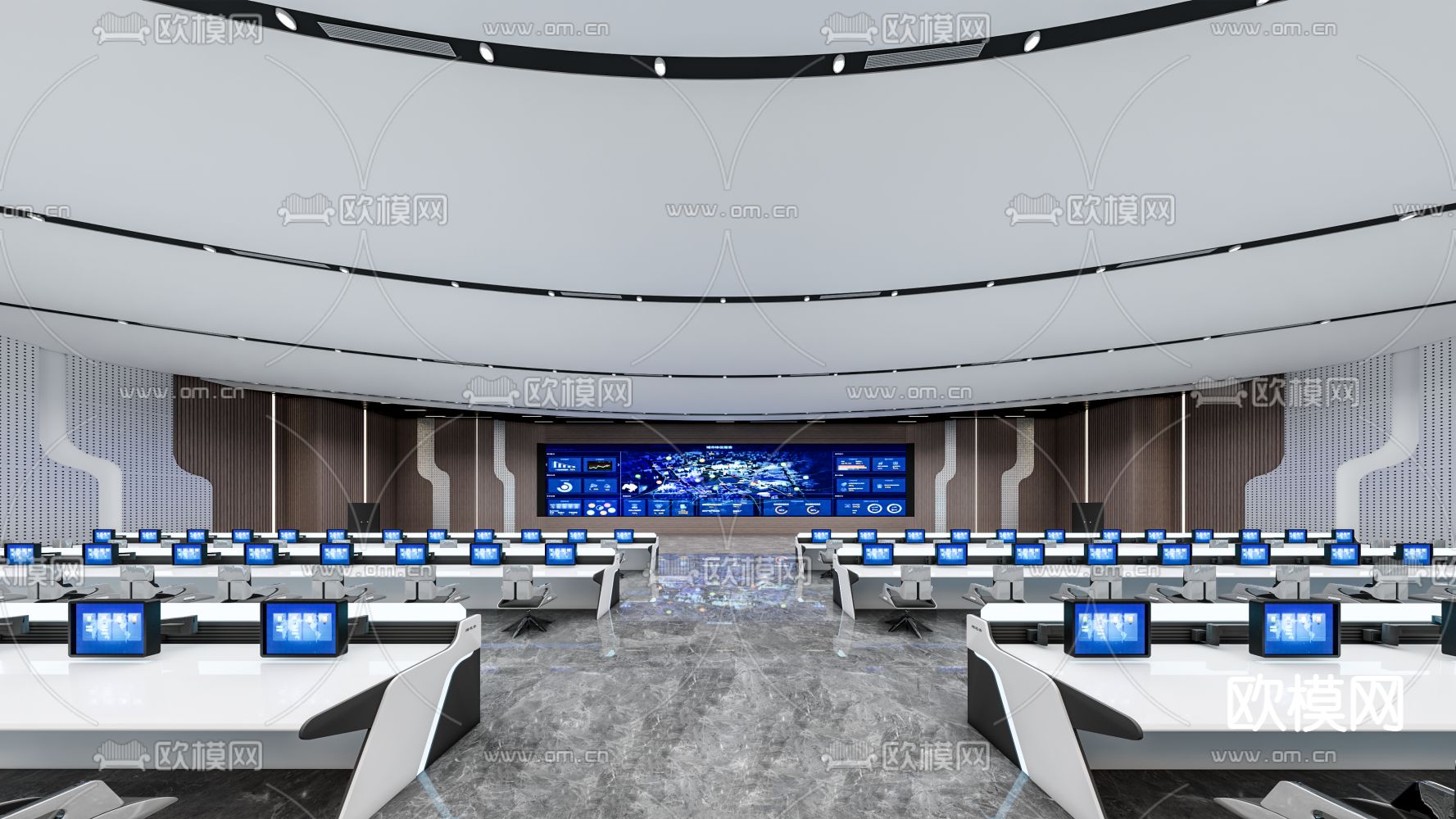 现代监控室su模型下载（渲染图2）