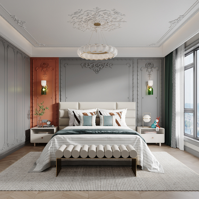 法式3d卧室模型-家装3d模型-3dmax模型免费下载-欧模网