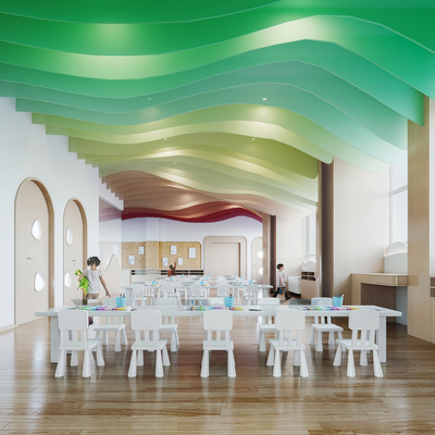  现代幼儿园美术教室su模型 