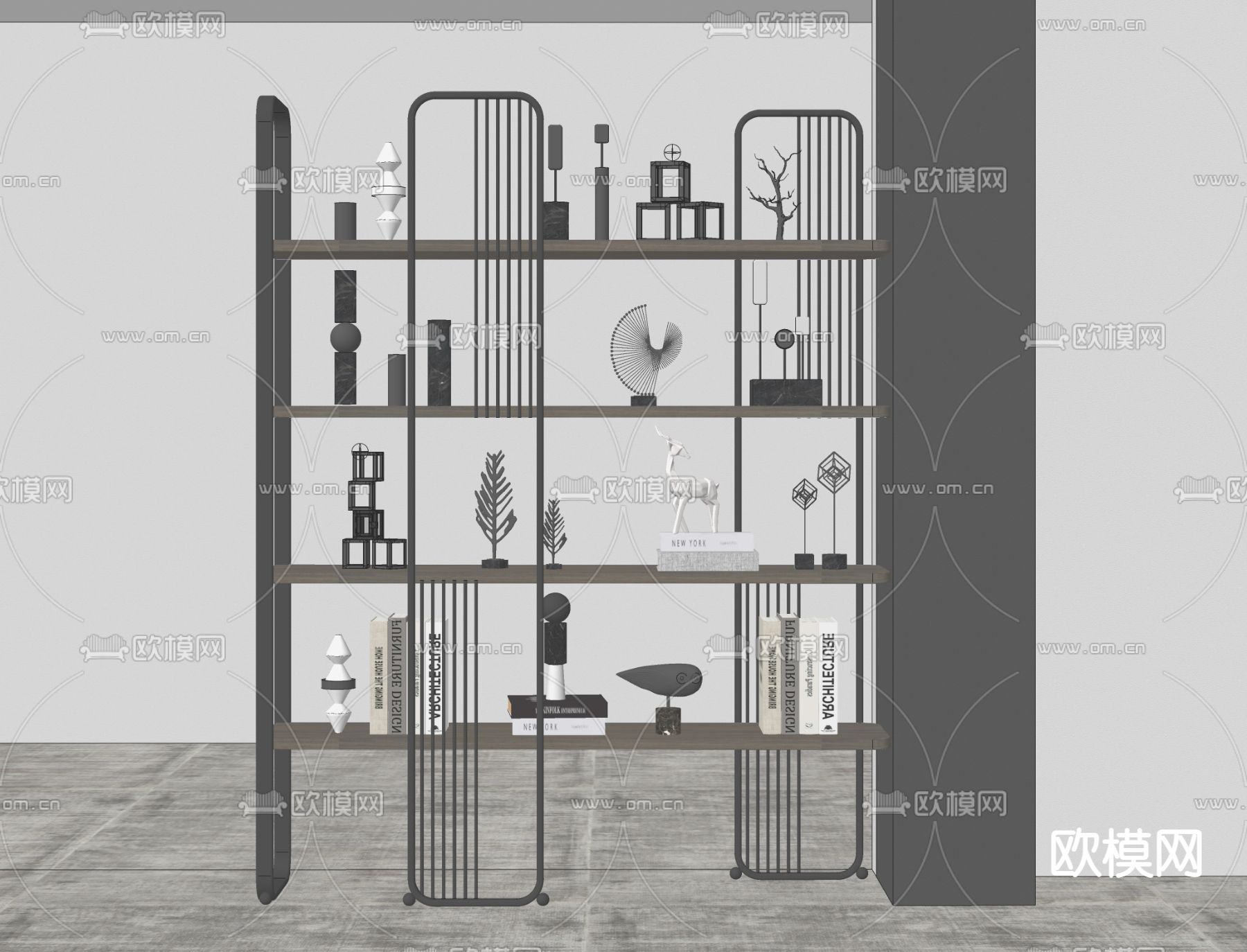 现代装饰架su模型下载（渲染图2）