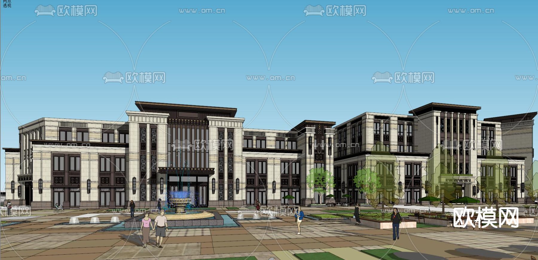 新古典天津售楼处su模型