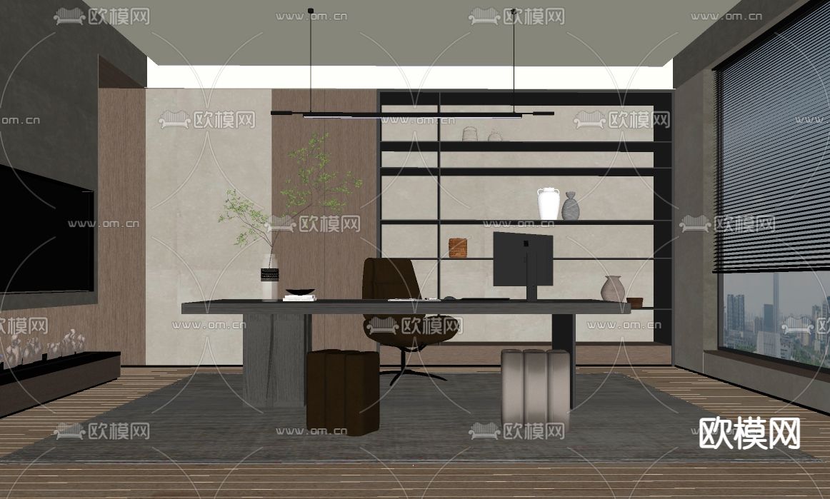 现代书房su模型