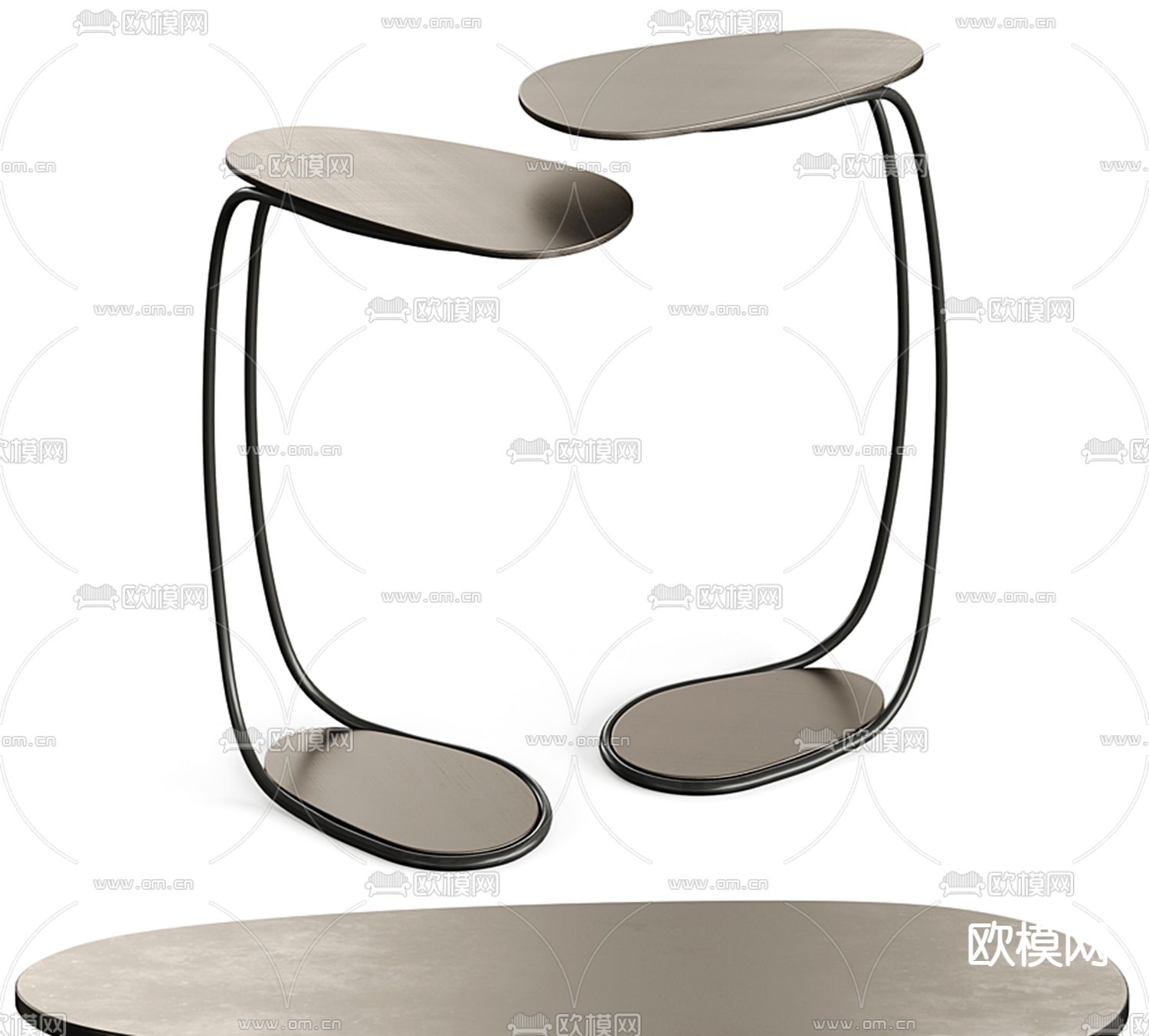 现代极简造型沙发边几3d模型下载（渲染图1）