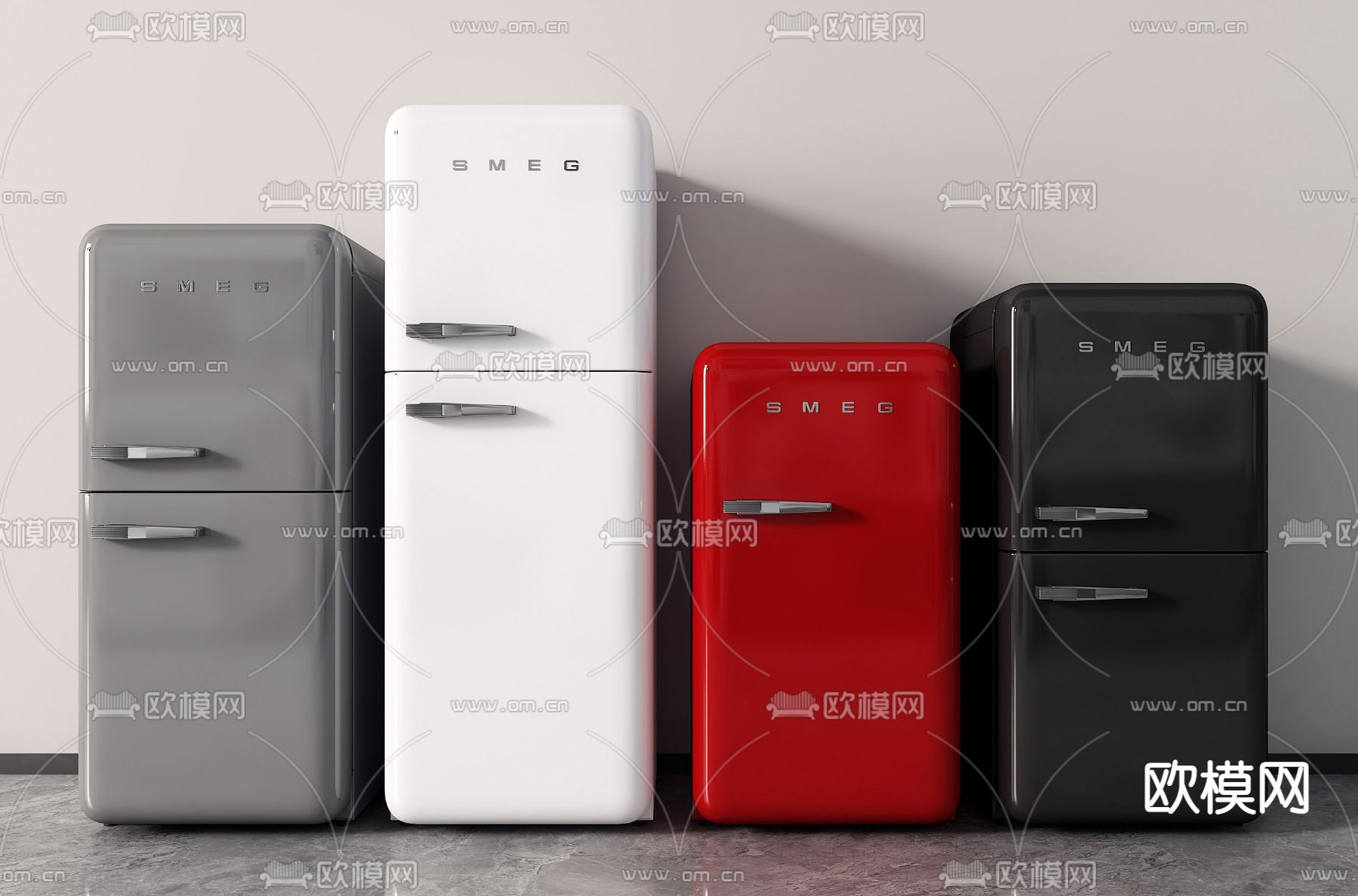 现代小型冰箱su模型下载（渲染图1）
