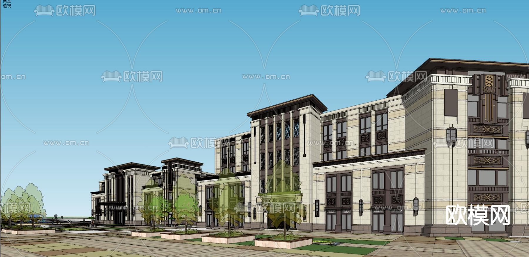 新古典天津售楼处su模型
