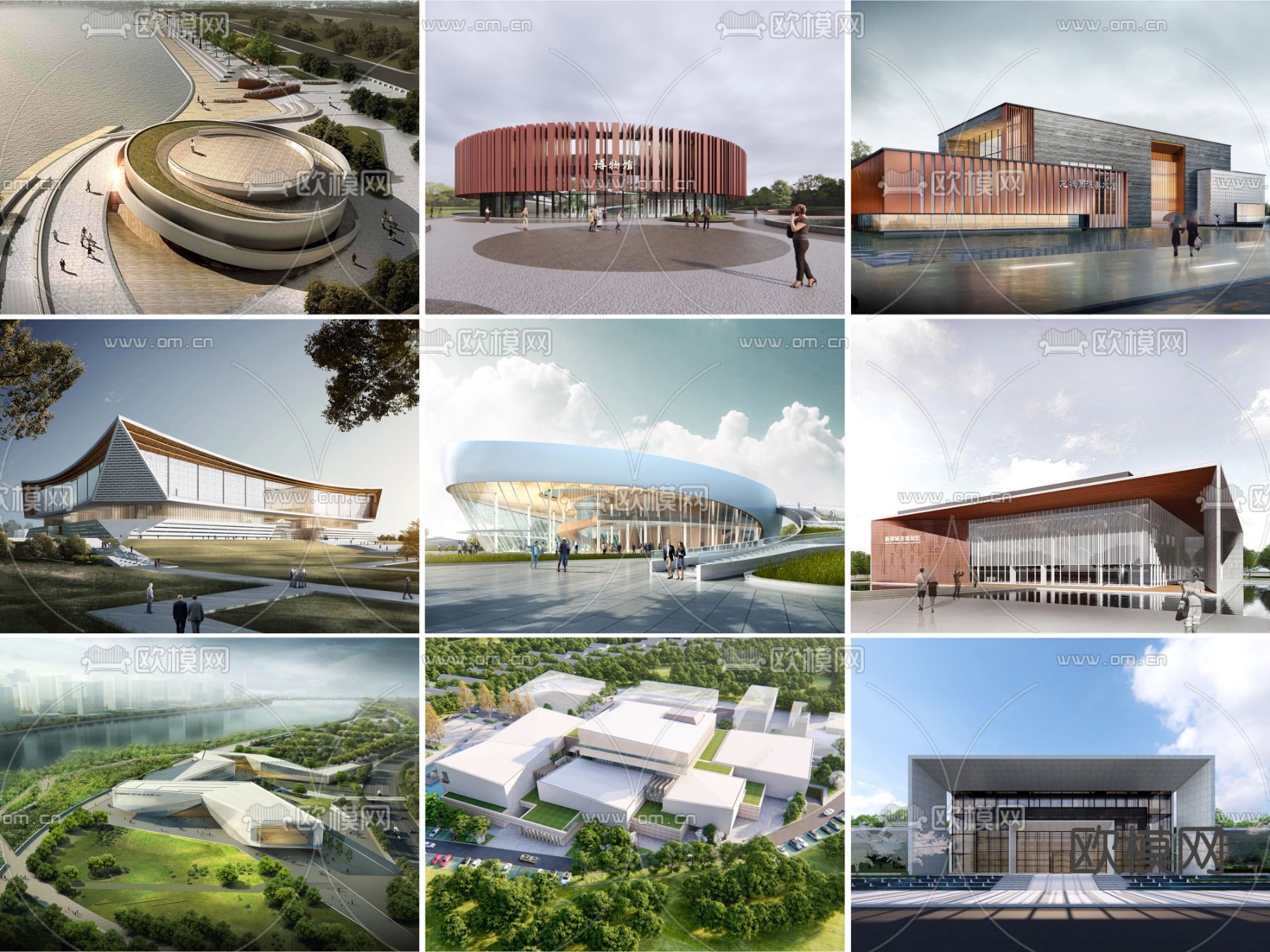 现代博物馆展览馆su模型下载