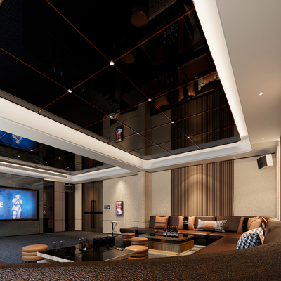  现代KTV 歌房包厢su模型 