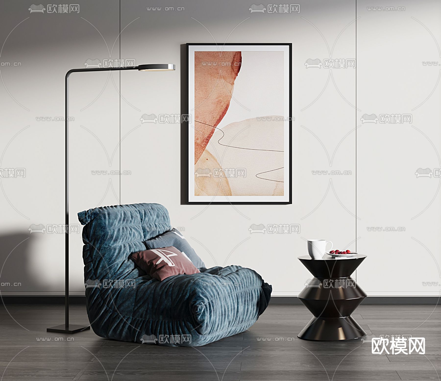 现代布艺懒人沙发3d模型