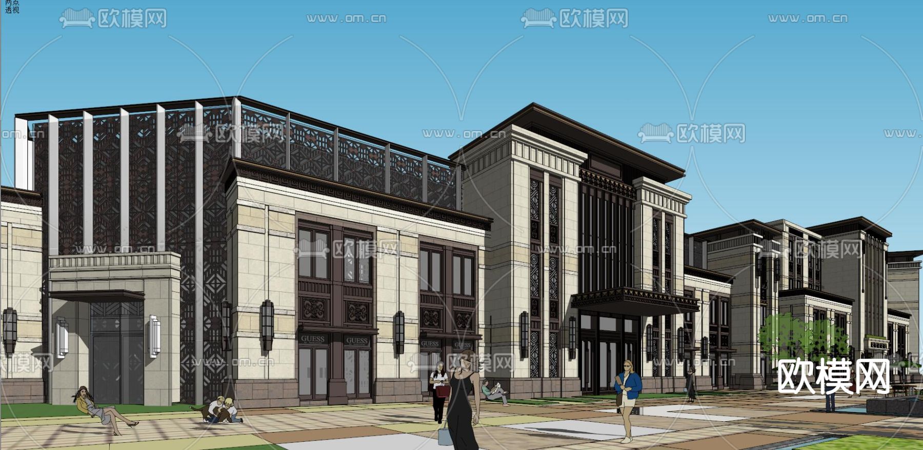 新古典建筑外观su模型