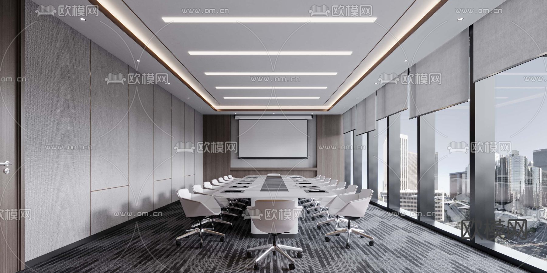 现代会议室3d模型下载（渲染图1）
