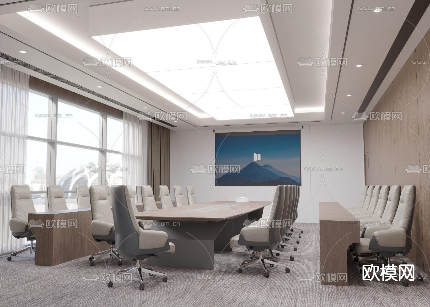 现代会议室3d模型下载_ID11954749_3dmax免费模型-欧模网