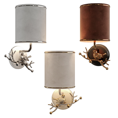 简欧树枝小鸟壁灯su模型