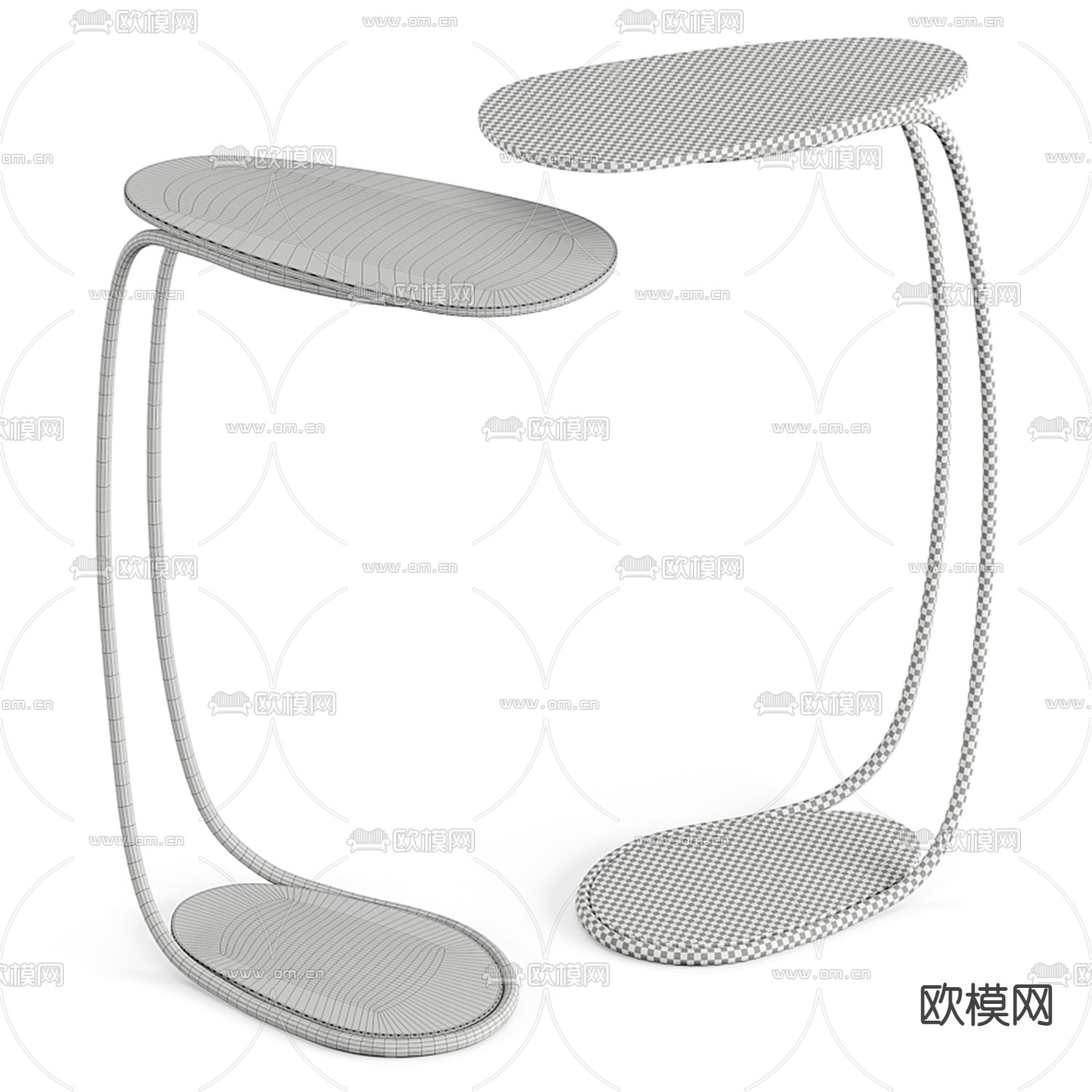 现代极简造型沙发边几3d模型下载（渲染图3）