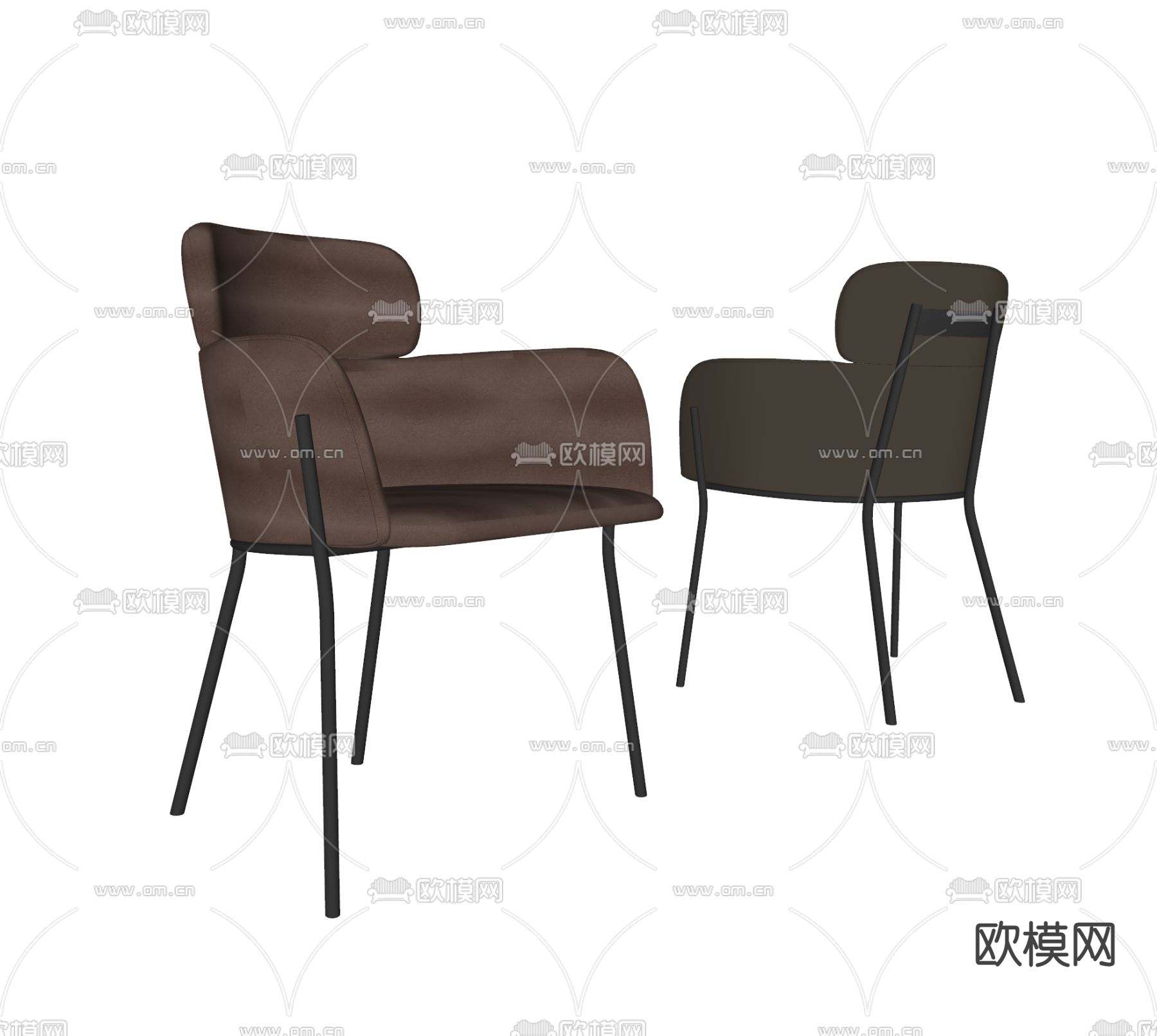 现代单椅餐椅su模型下载（渲染图2）