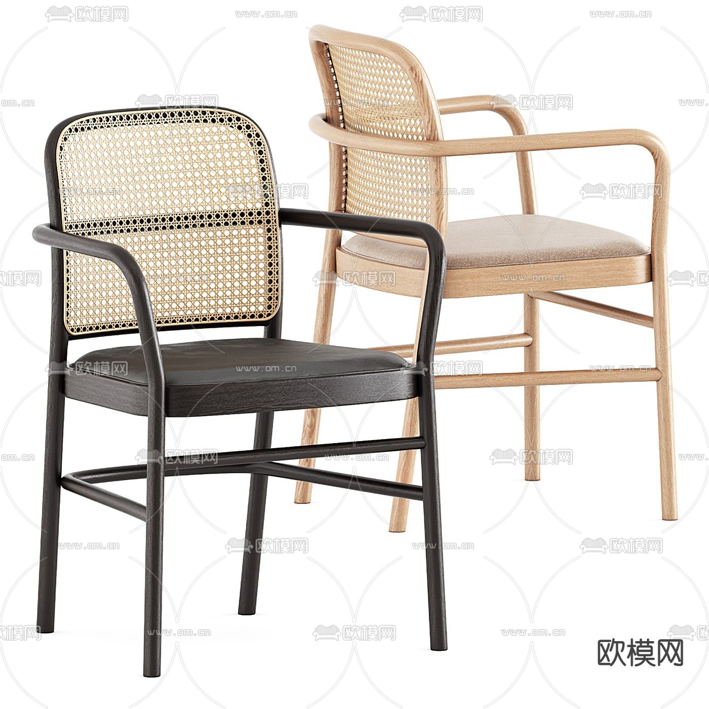 侘寂藤编单椅3d模型