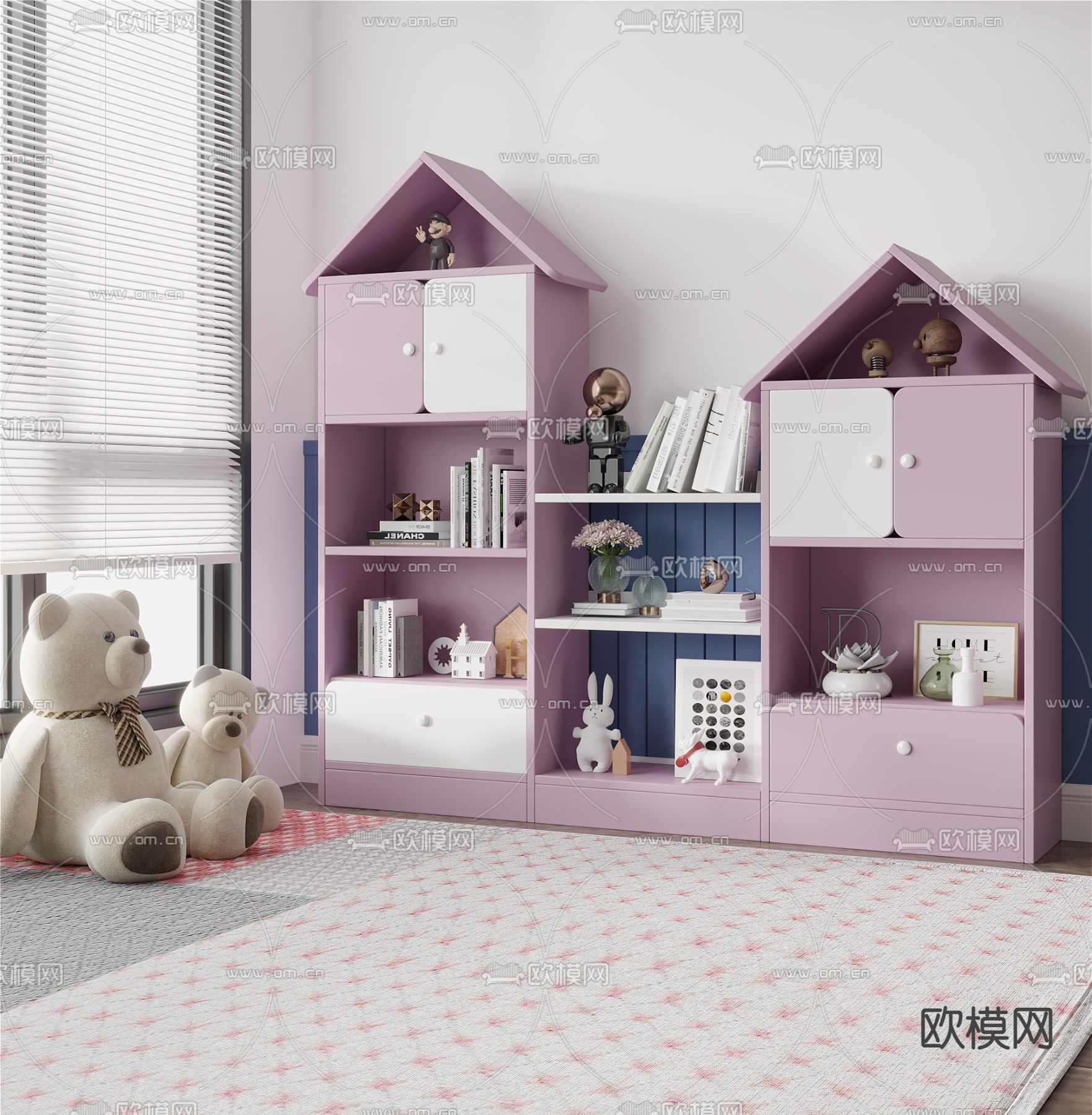 现代儿童收纳柜3d模型下载