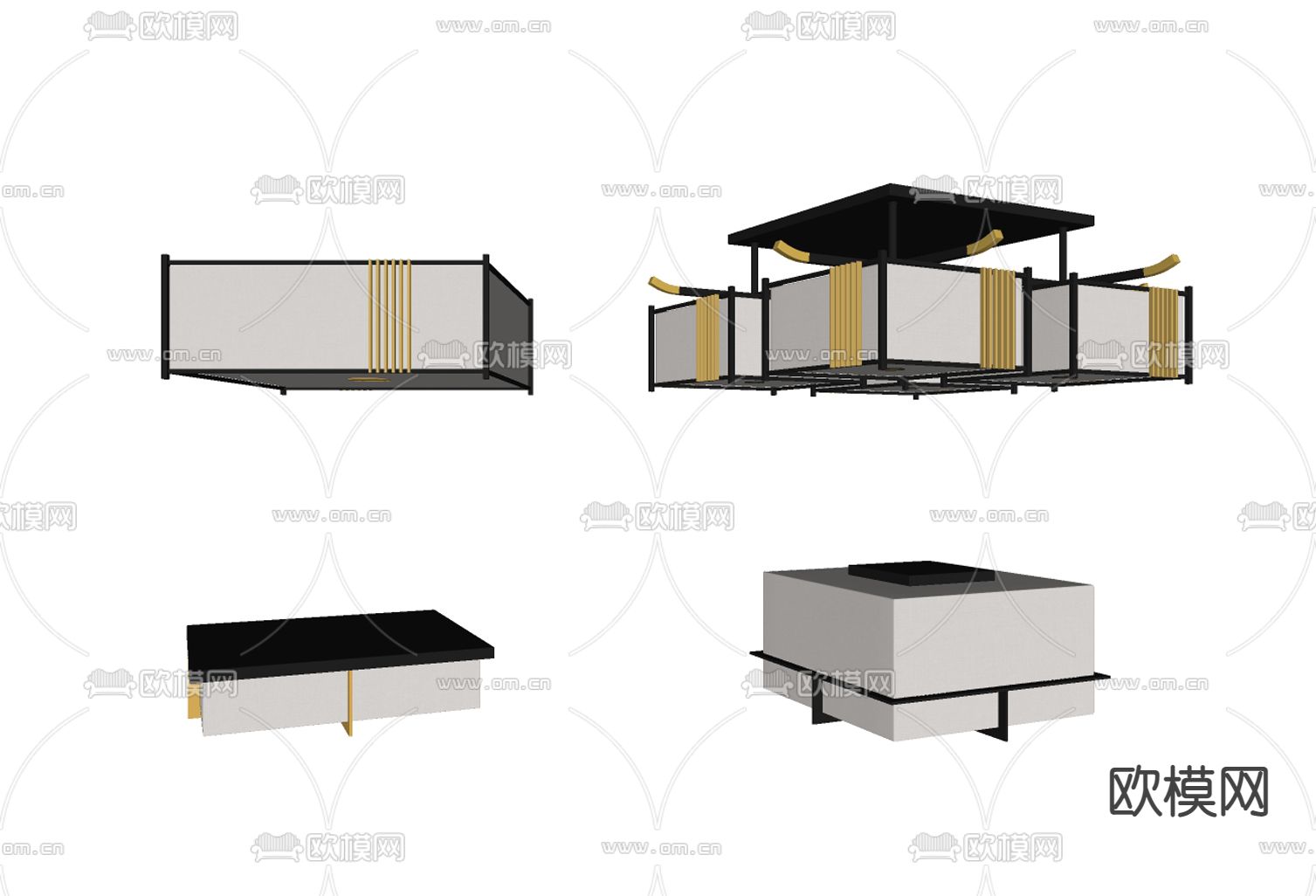 新中式轻奢吸顶灯su模型下载（渲染图2）
