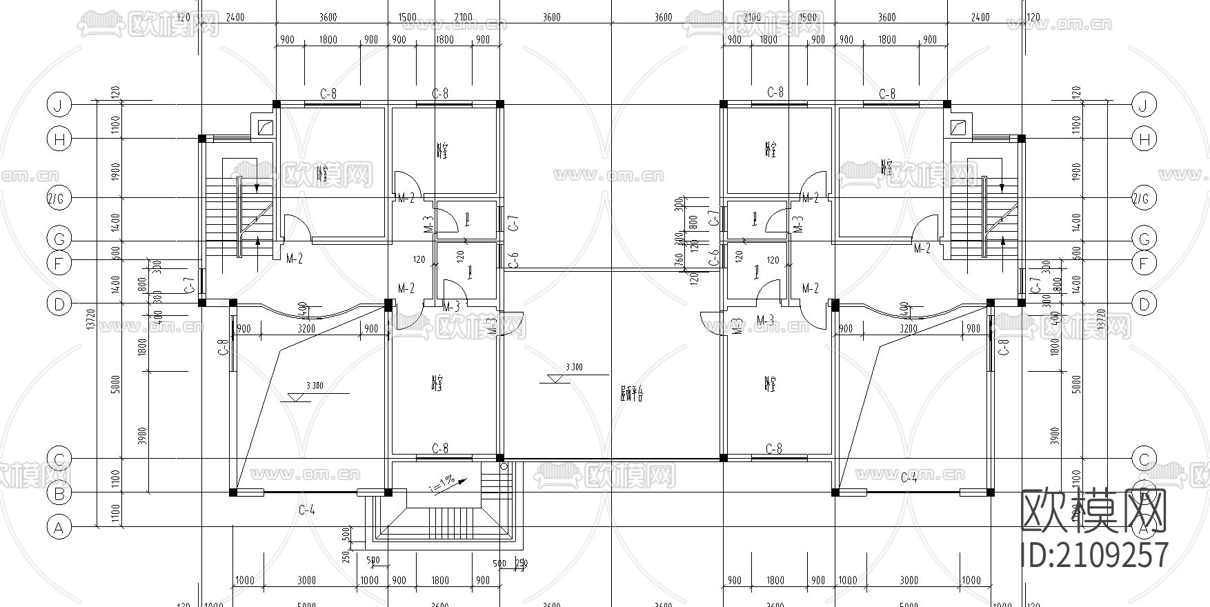 别墅建筑cad施工图下载（渲染图2）
