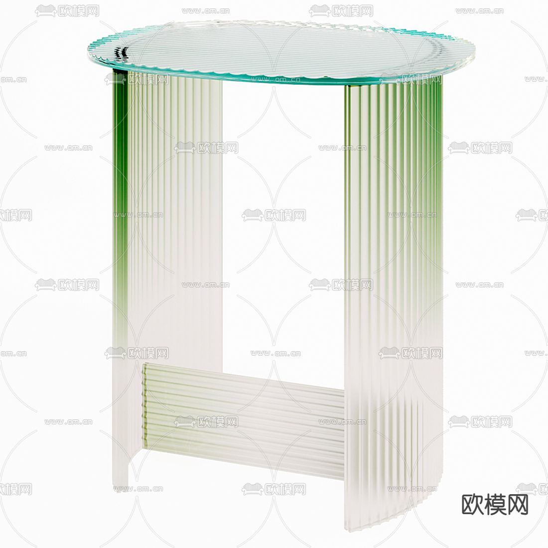 现代彩色玻璃边几3d模型下载（渲染图2）