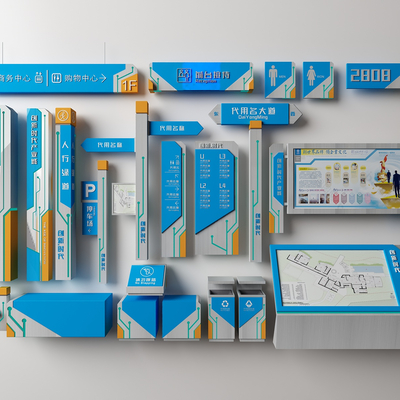  现代房地产指示牌标识牌su模型 