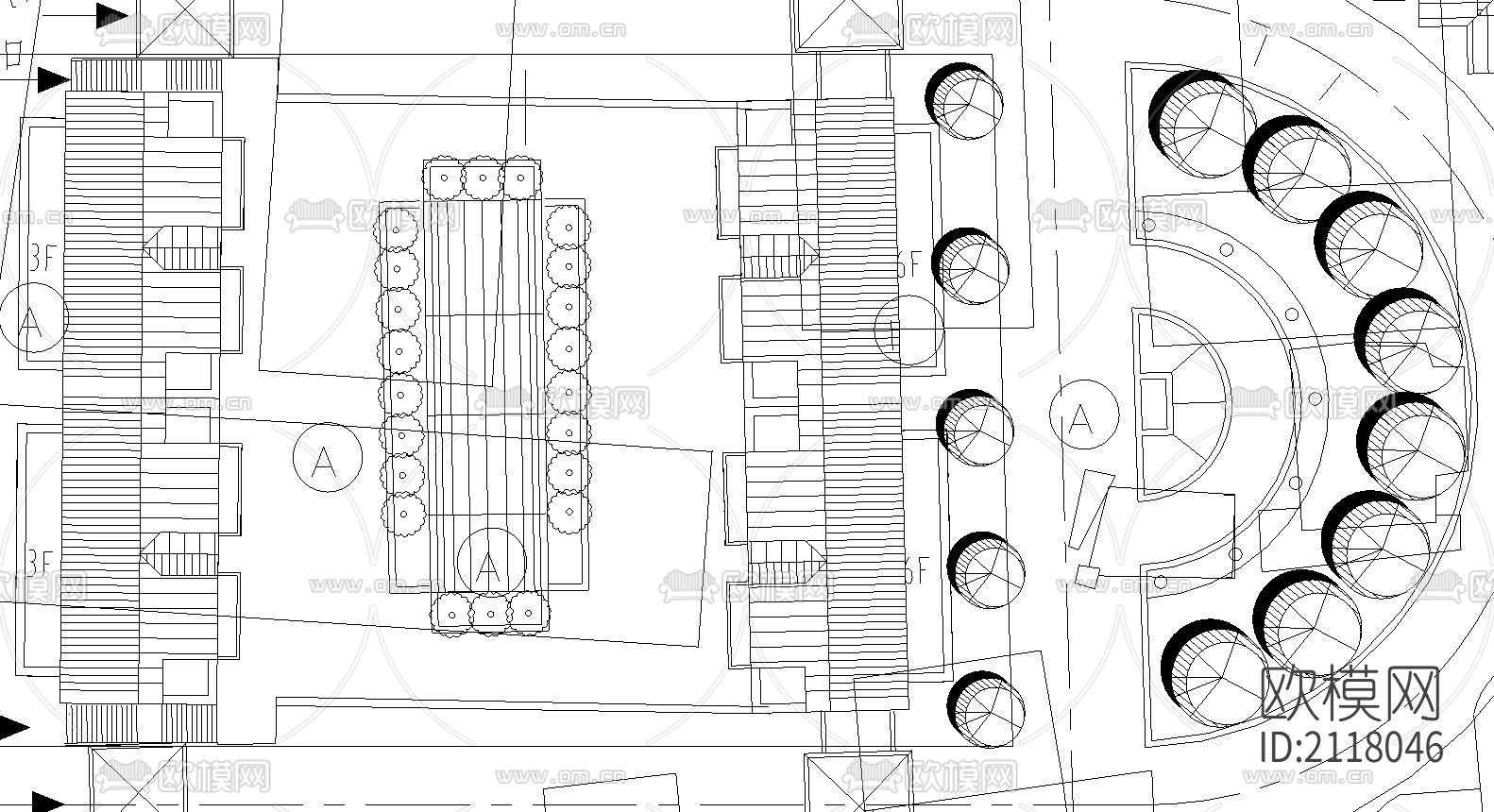 现代综合贸易市场规划图纸下载（渲染图2）