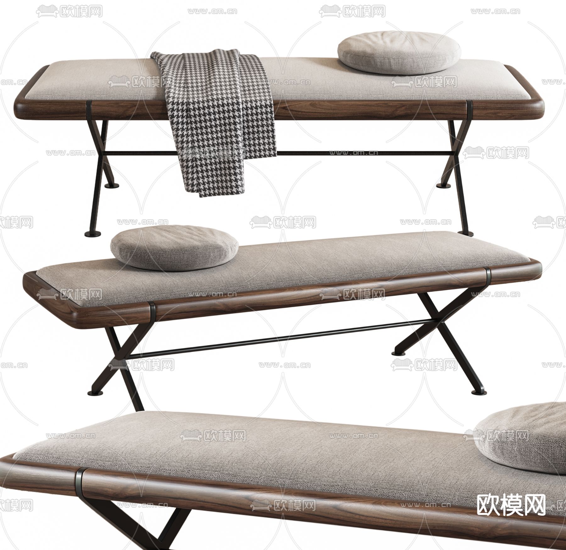 BAXTER 床尾凳沙发凳3d模型下载