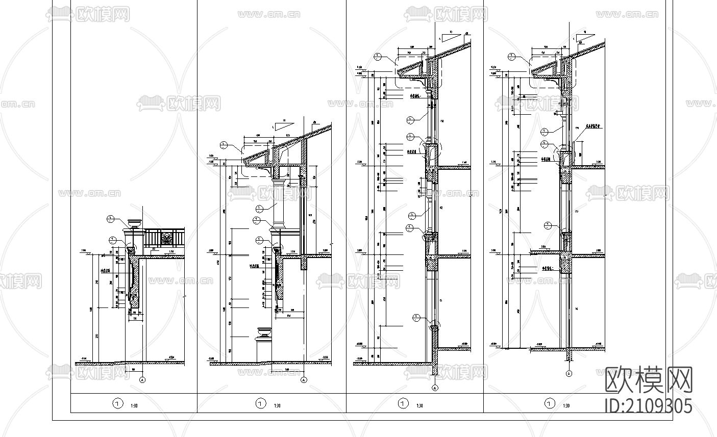 别墅墙壁节点大样下载（渲染图2）