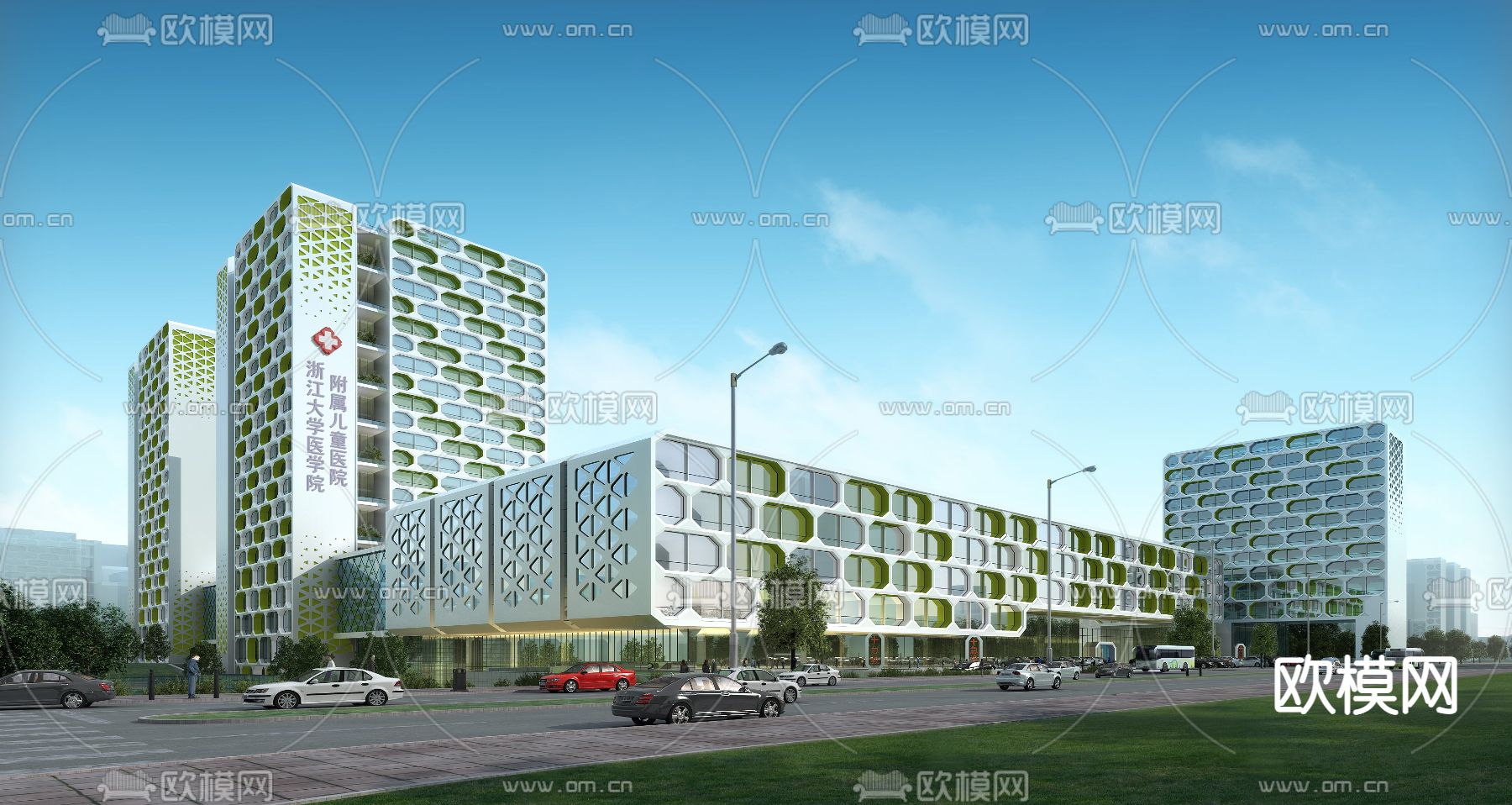 现代医院大楼外观psd下载