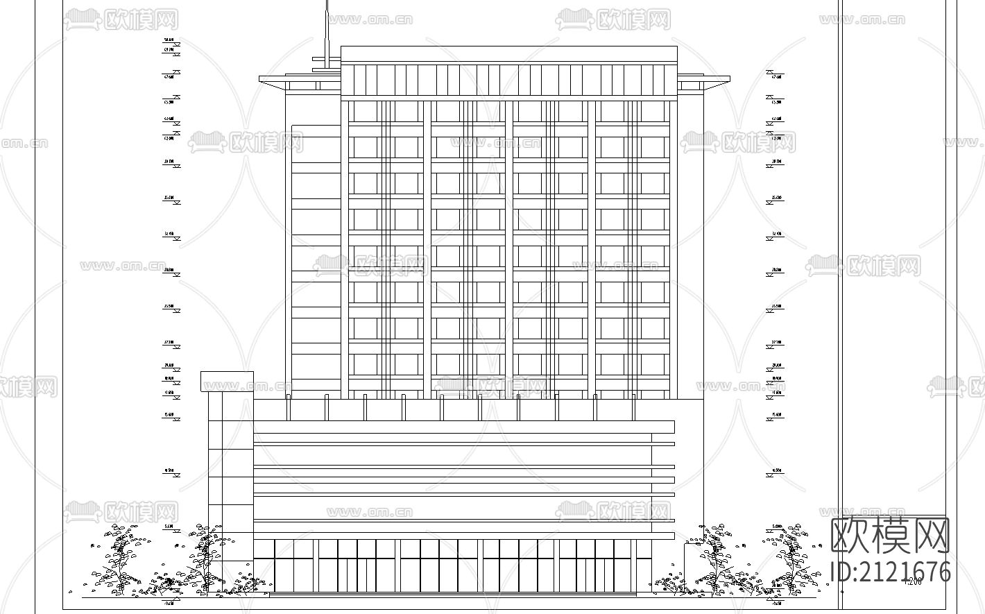 综合楼cad图纸下载（渲染图3）