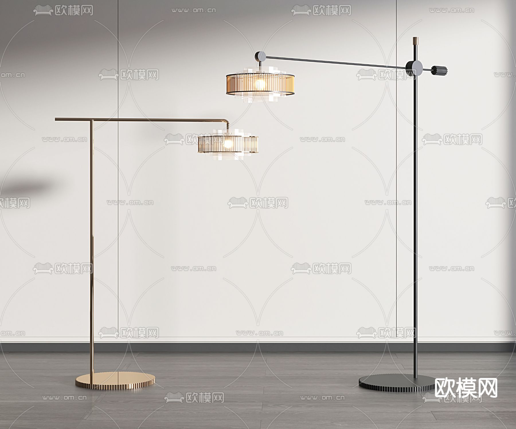 现代金属落地灯3d模型下载