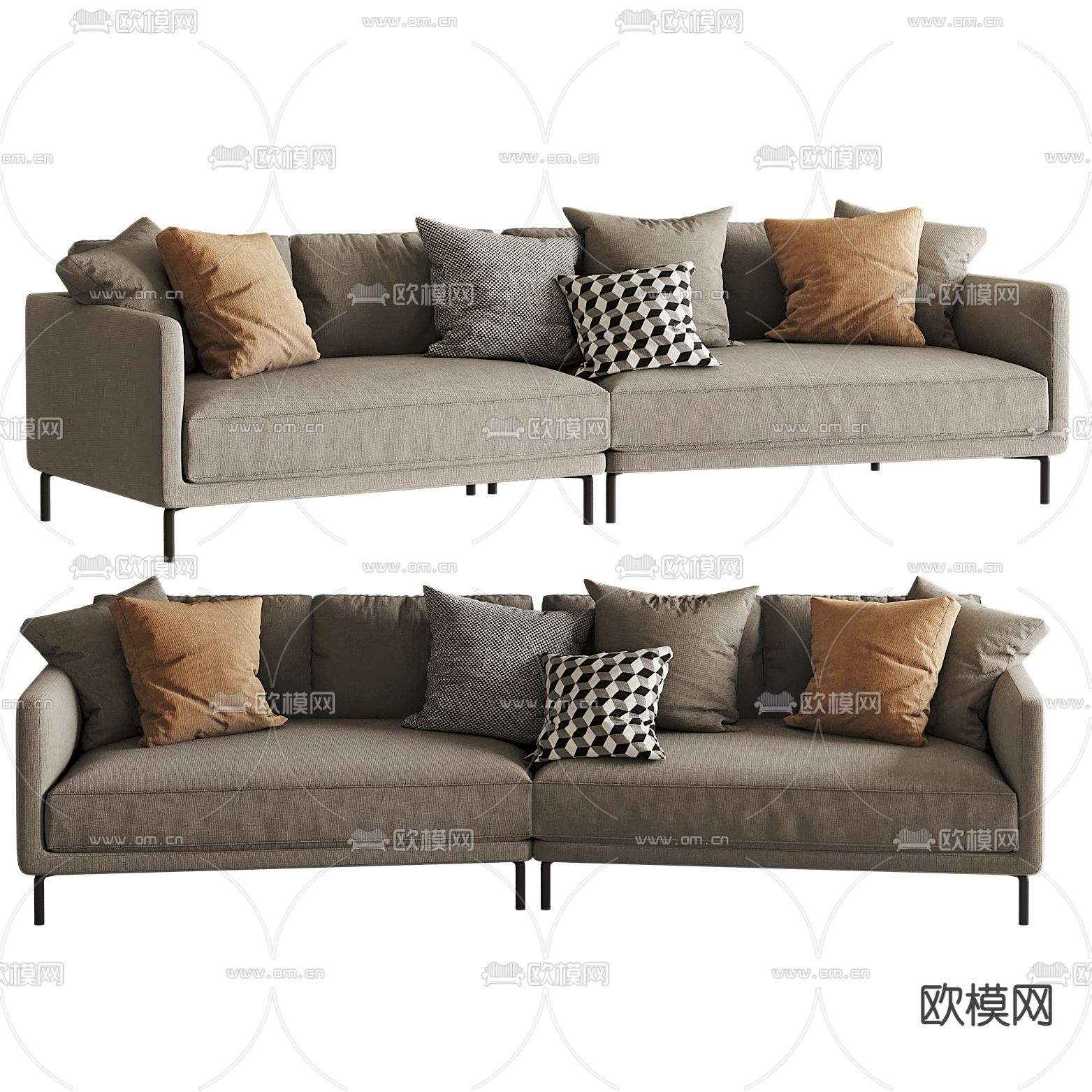 现代布艺双人沙发3d模型下载