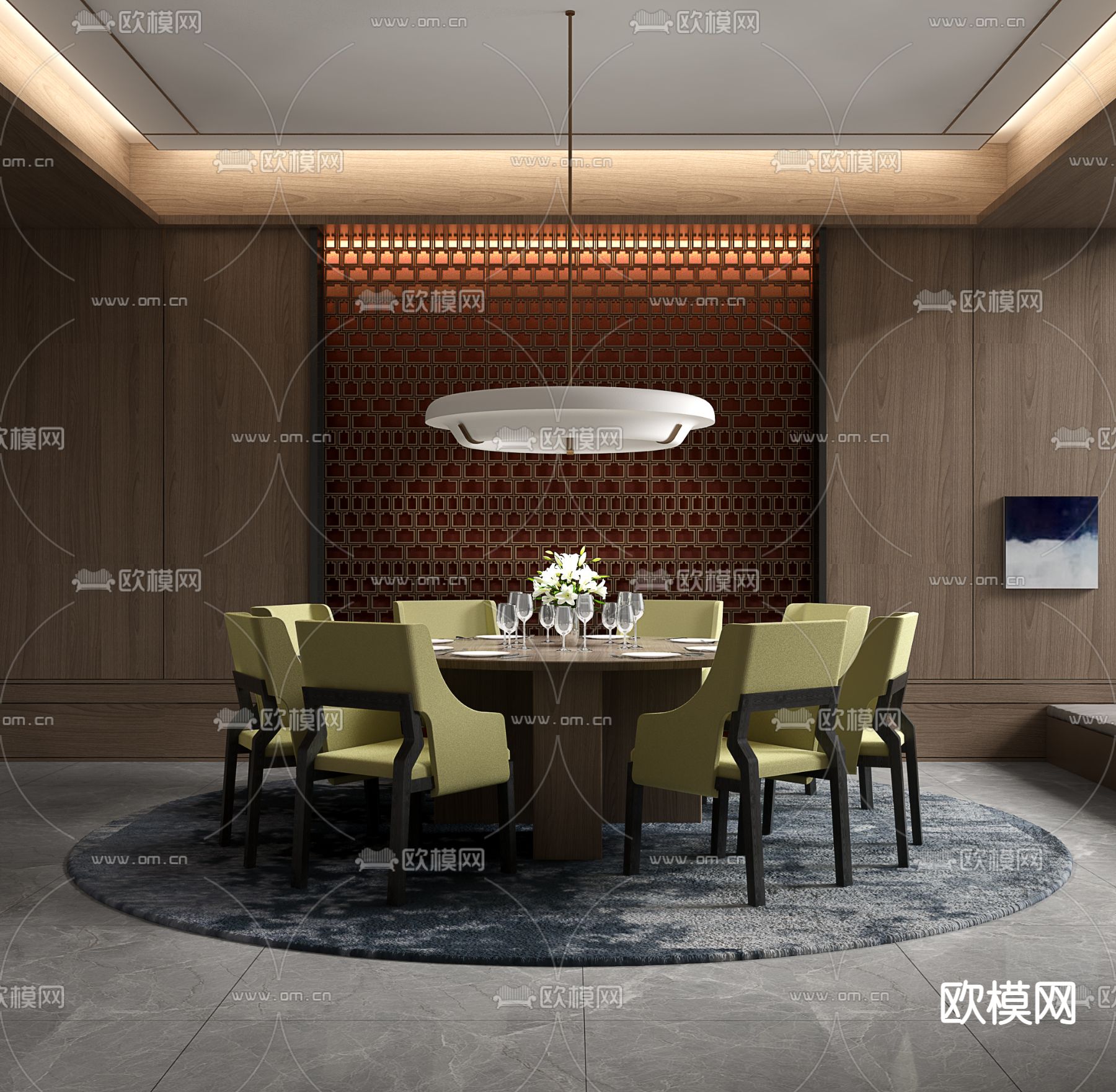 SCDA设计 现代餐厅包房3d模型