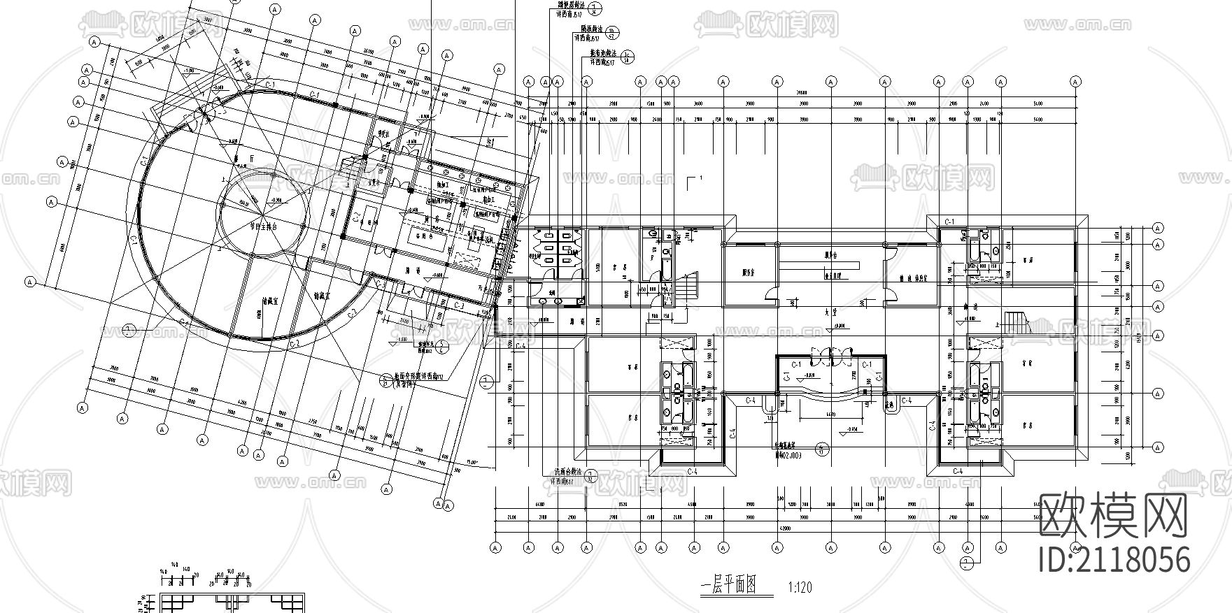 度假村cad施工图下载（渲染图3）