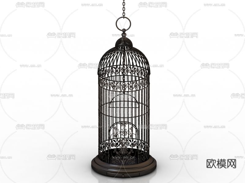 欧式古典铁艺雕花鸟笼摆件免费3d模型