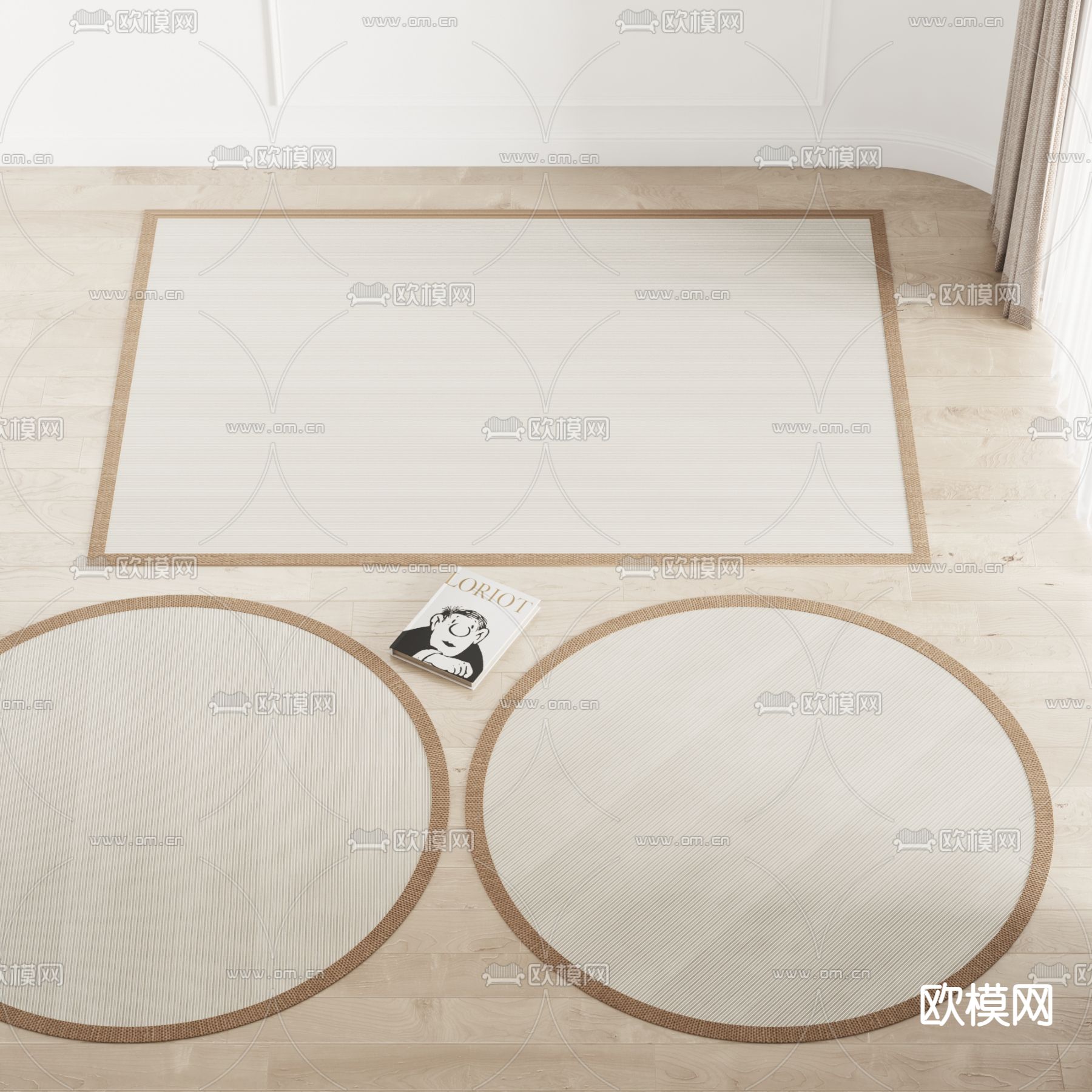 现代圆形地毯su模型下载（渲染图1）