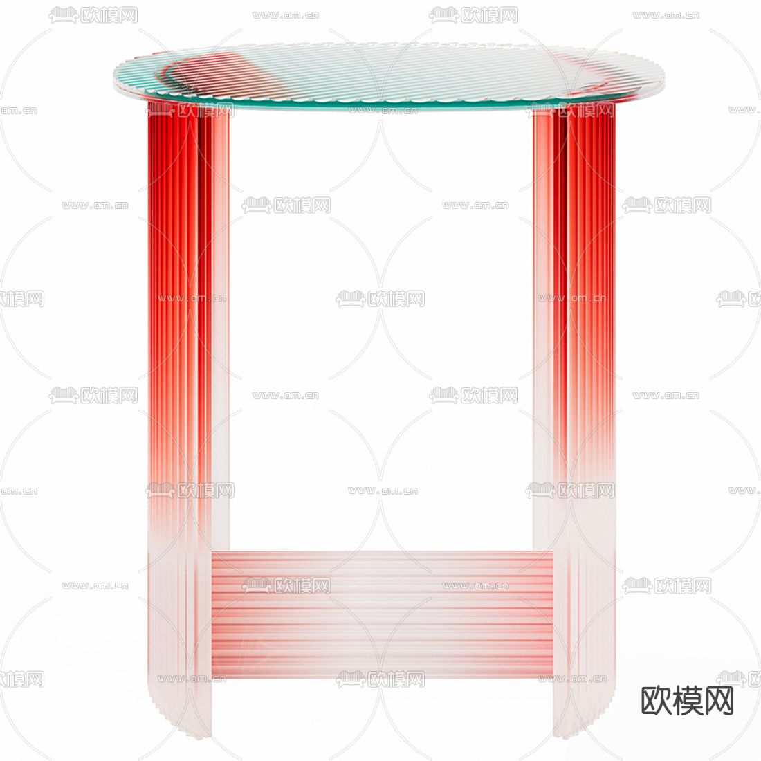 现代彩色玻璃边几3d模型下载（渲染图3）