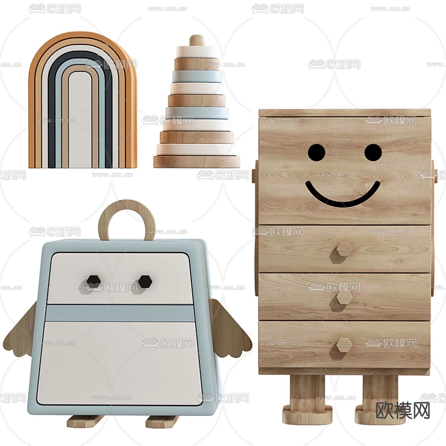 北欧实木儿童柜3d模型