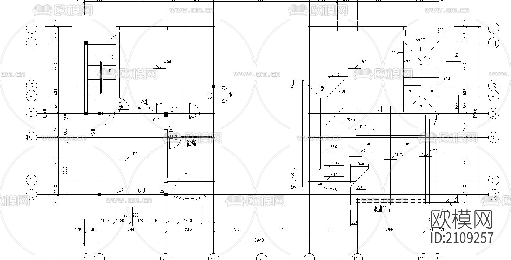 别墅建筑cad施工图下载（渲染图1）