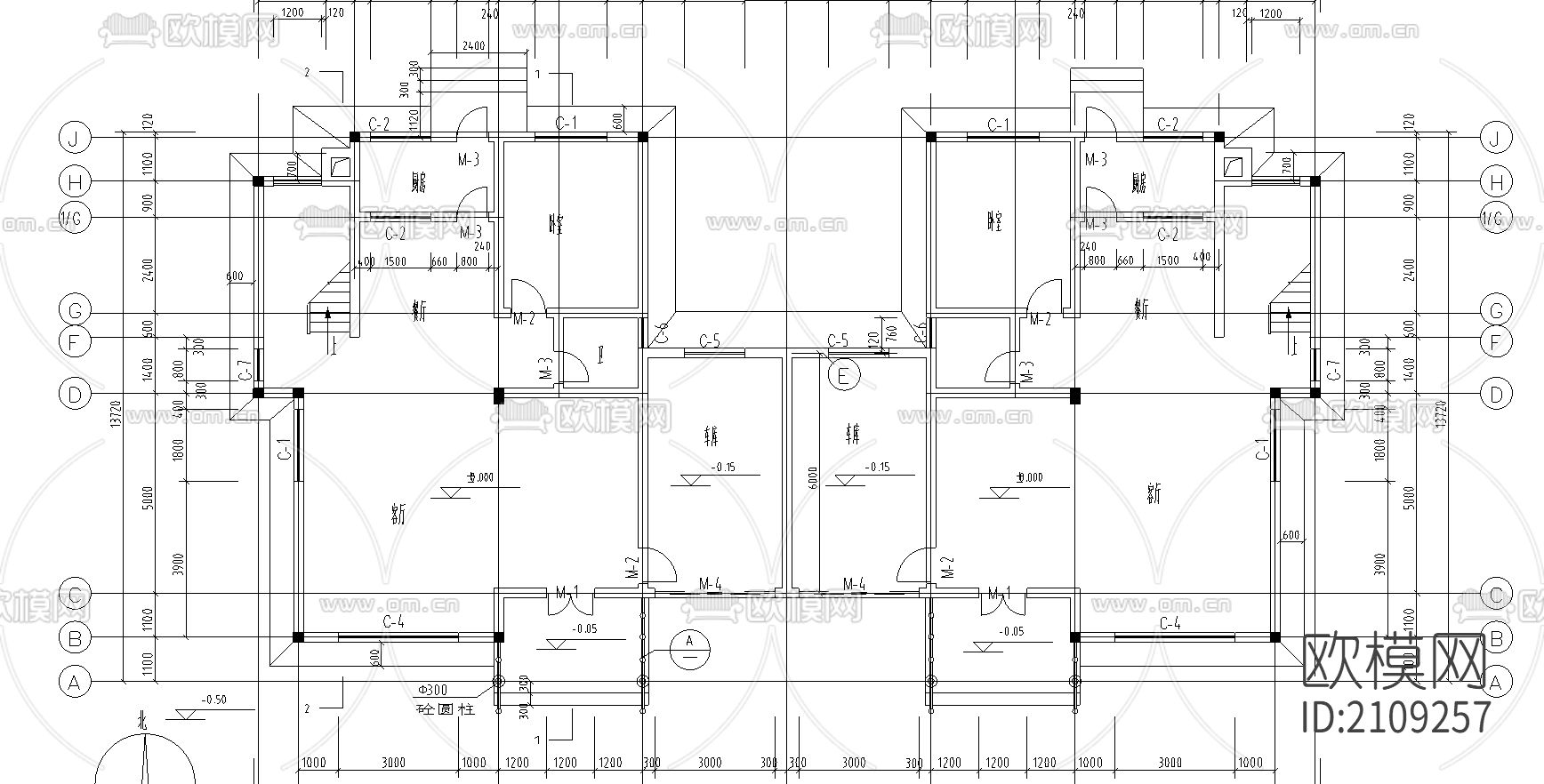 别墅建筑cad施工图下载（渲染图3）