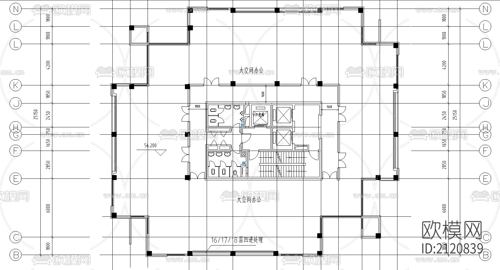 写字楼建筑cad图纸下载（渲染图3）