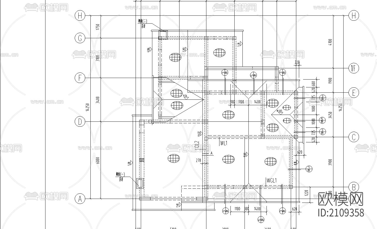 别墅结构cad施工图下载（渲染图4）