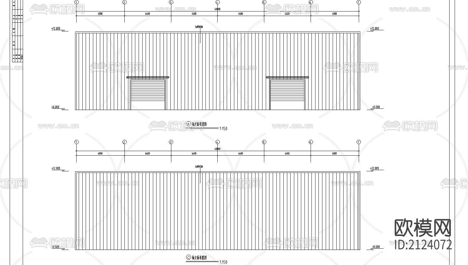 15米×40米钢结构工程CAD施工图下载（渲染图3）