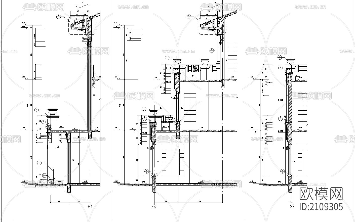 别墅墙壁节点大样下载（渲染图3）