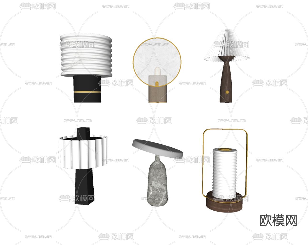 新中式台灯su模型下载（渲染图2）