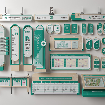  现代医院医疗指示牌标识牌su模型 