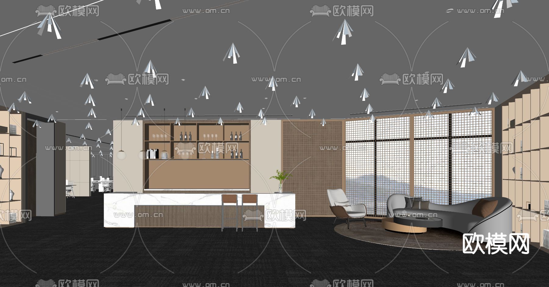 现代公司休闲区su模型