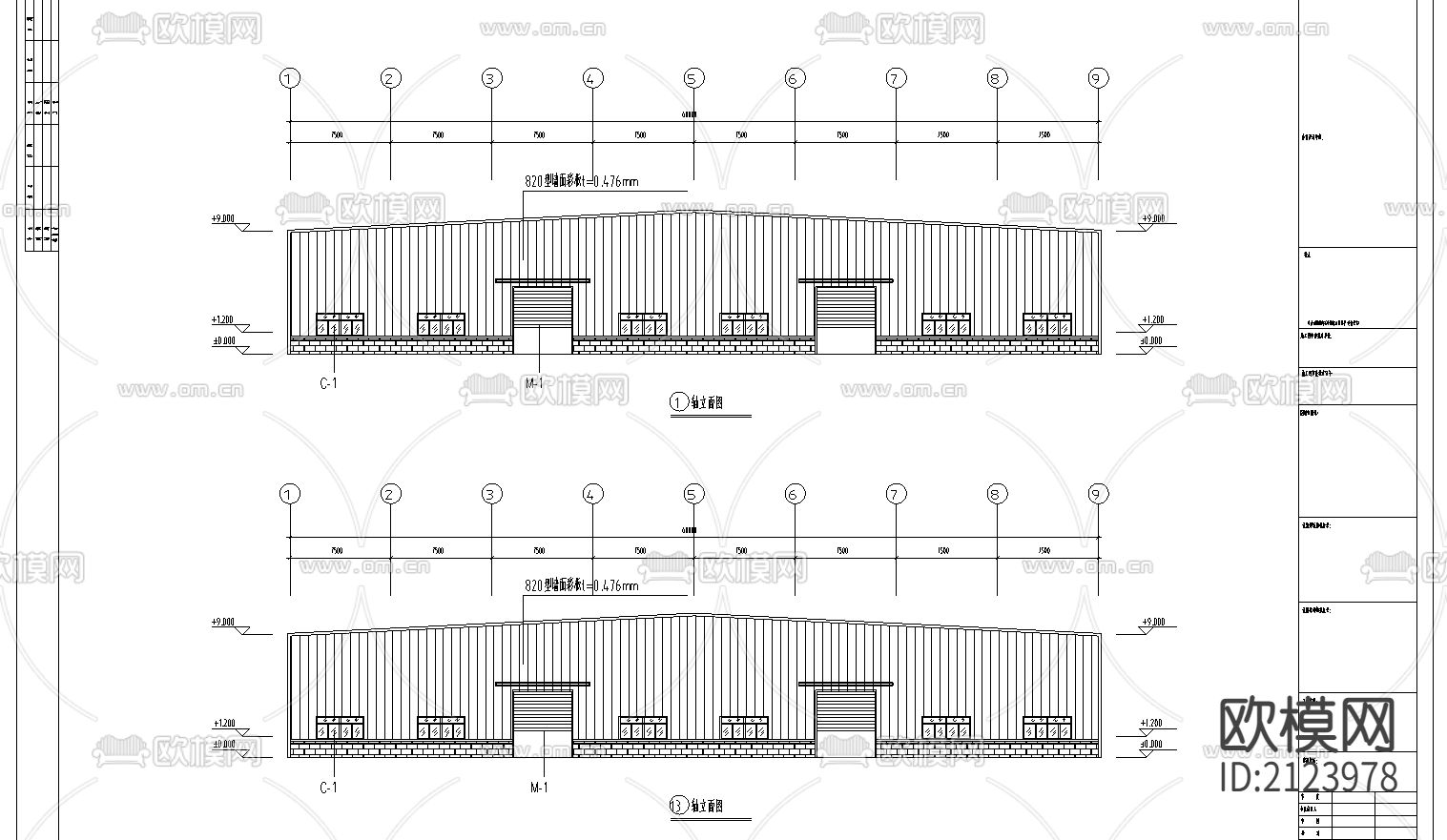 某钢结构工程仓库cad施工图下载（渲染图4）