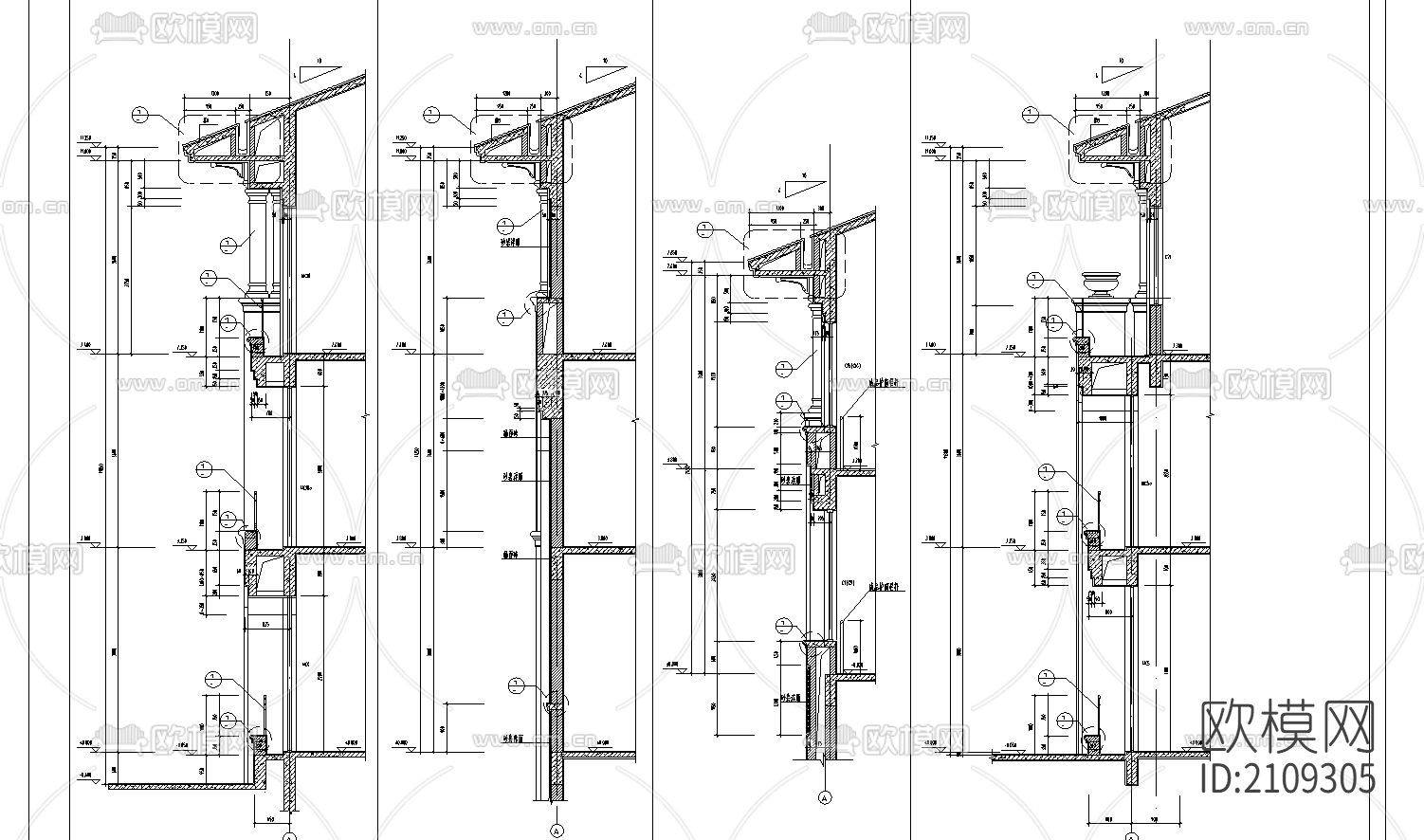 别墅墙壁节点大样下载（渲染图1）