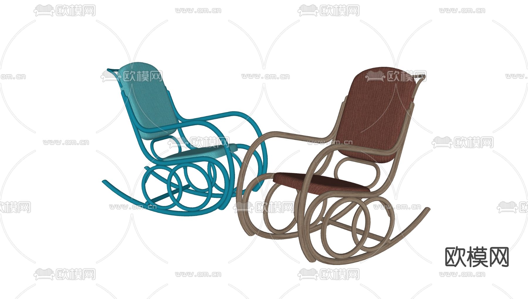 地中海躺椅摇椅su模型下载（渲染图2）